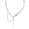 Colier din Argint Reins, cu perle naturale de apa dulce - Gothic Pearl, vedere pe fundal alb, 01R01-0012