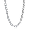Colier din Argint Reins, cu perle naturale de apa dulce gri - Grey Pearl, vedere pe fundal alb, 01R01-0019