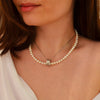 Colier din Argint Reins cu perle naturale de apa dulce – Silver Pearl vedere pe model 01R01-0011